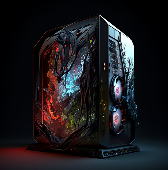 Futuristic Alien Themed Gaming Computer Premium Digital Art - Etsy New  Zealand