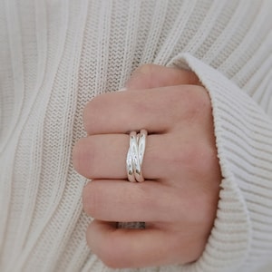 Echt 925 sterlingzilver meerlaagse cirkel vriendschapsring Trinity Ring Triple Ring Eternity Ring