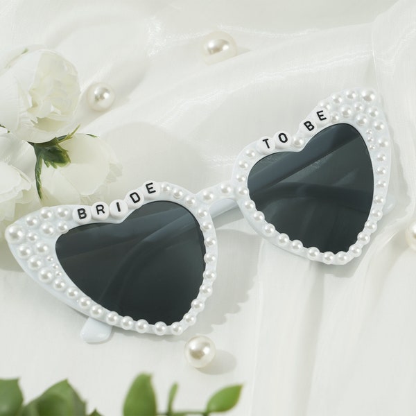 Customized Bride Heart Rhinestone Sunglasses, Bride To Be Sunglasses, Pearl Sunglasses Bride, Rhinestone Wedding Accessories, Bridal Shower