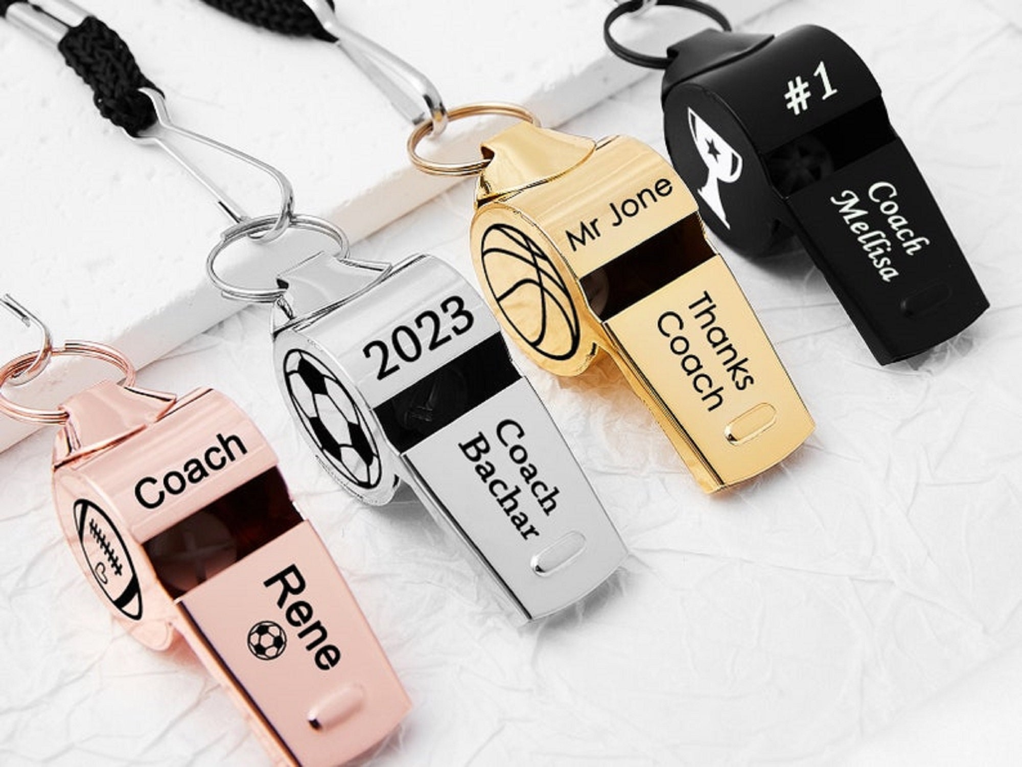 Personalized Sports Whistle Custom Coach Whistle Necklace Engraved