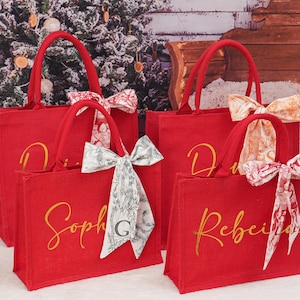 Personalized Christmas gift bag & Charm, Holiday Gift Bags with Name, Christmas party bags, Christmas Eve Gift Bags, Xmas Holiday Presents