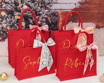 Personalized Christmas gift bag & Charm, Holiday Gift Bags with Name, Christmas party bags, Christmas Eve Gift Bags, Xmas Holiday Presents