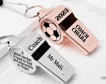 Personalized Sports Whistle Custom Coach Whistle Necklace Engraved Stainless Steel Sports Whistle Gift For Coach Football Basketball Whistle