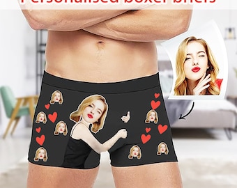 Valentine's Day Gift Custom boxers with picture Custom underwear with face Personalized photo on underwear Custom briefs and socks for him