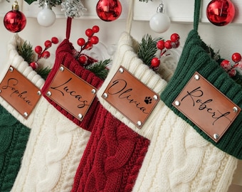 Calze di Natale personalizzate per la famiglia, calze di Natale 2025 con nome, calze natalizie, calze lavorate a maglia personalizzate, regalo per decorazioni natalizie