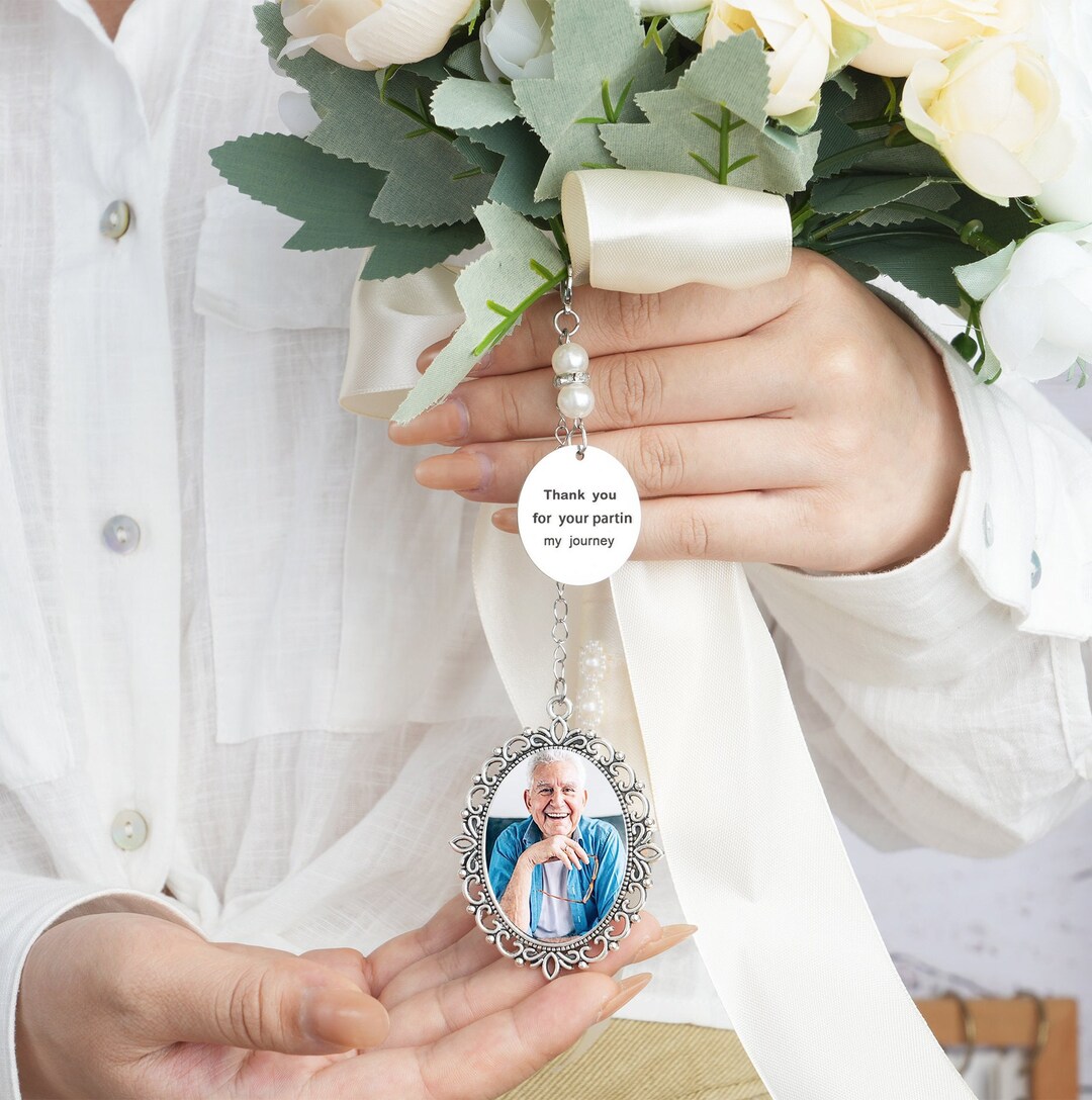 Customized photo charm for bridal memorial bouquet charm pendant with