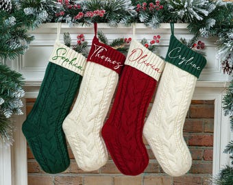 2025 Family Embroidered Christmas Stocking,Custom Christmas Stockings,Personalized, Knitted Family Stockings,Holiday Stocking With Name.