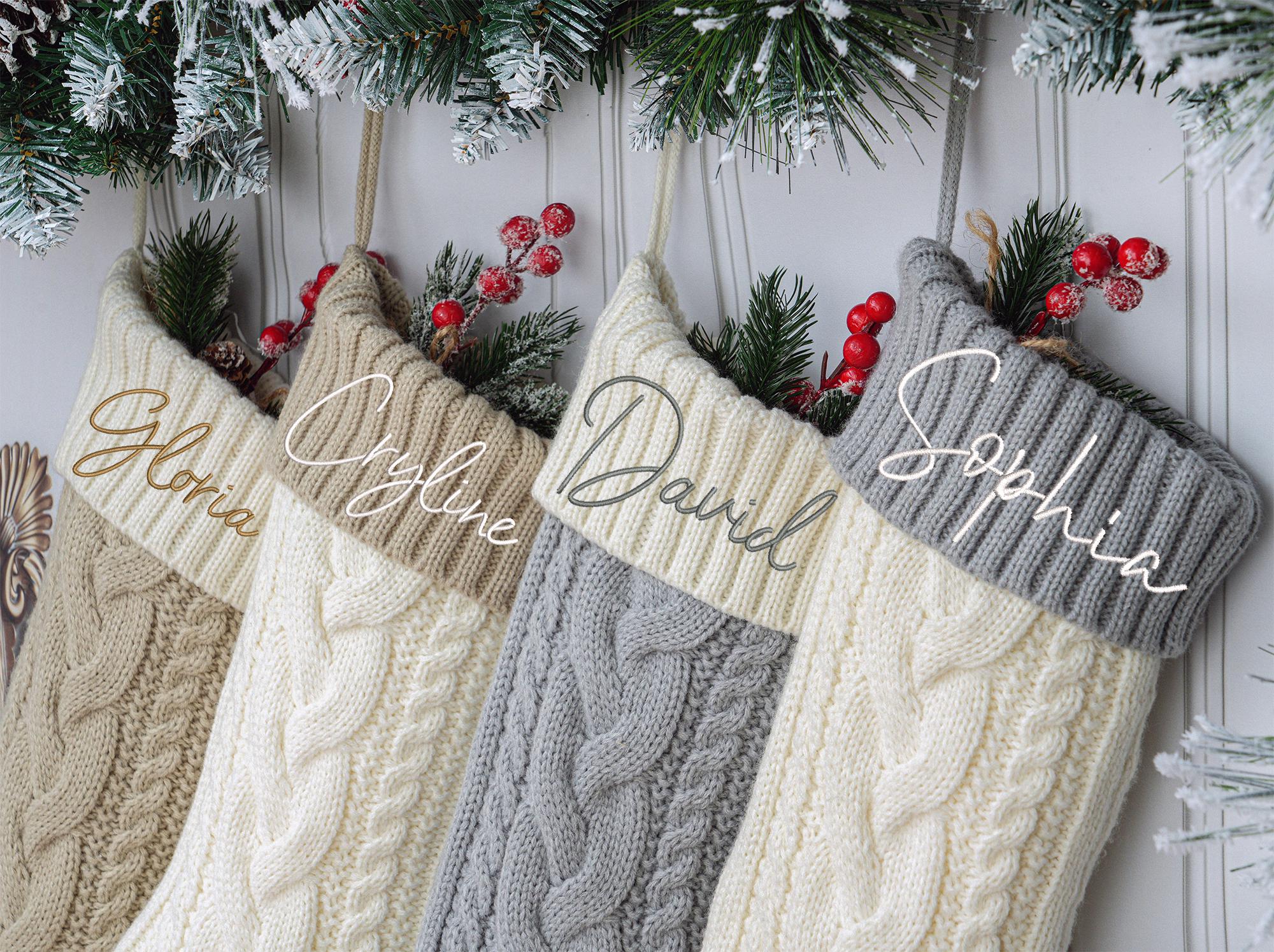 Personalized Christmas Stockings, Embroidered Christmas Stocking, 2024 Family Xmas Stockings with Name, Holiday Stockings, Monogram Stockings