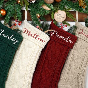 2025 Family Embroidered Christmas Stocking,Custom Christmas Stockings,Personalized, Knitted Family Stockings,Holiday Stocking With Name.