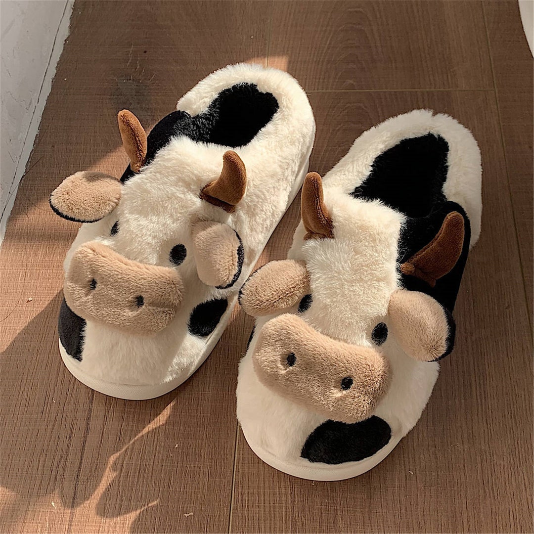 Cute Cow Slippers Moo Slippers Animal Slippers Fluffy Etsy UK