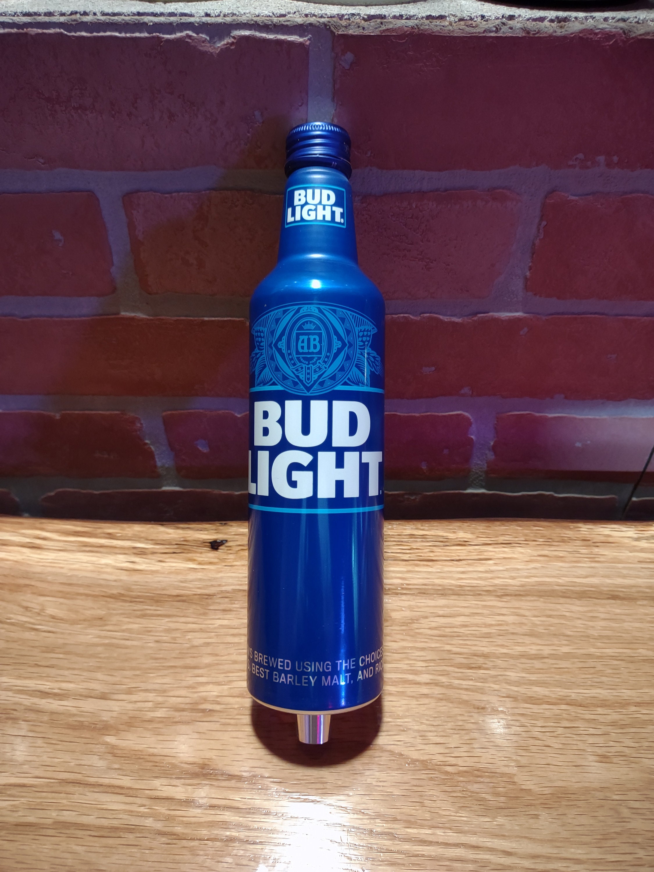 Custom Bud Light Aluminum Beer Bottle Tap Handle. Epoxy Resin Coated