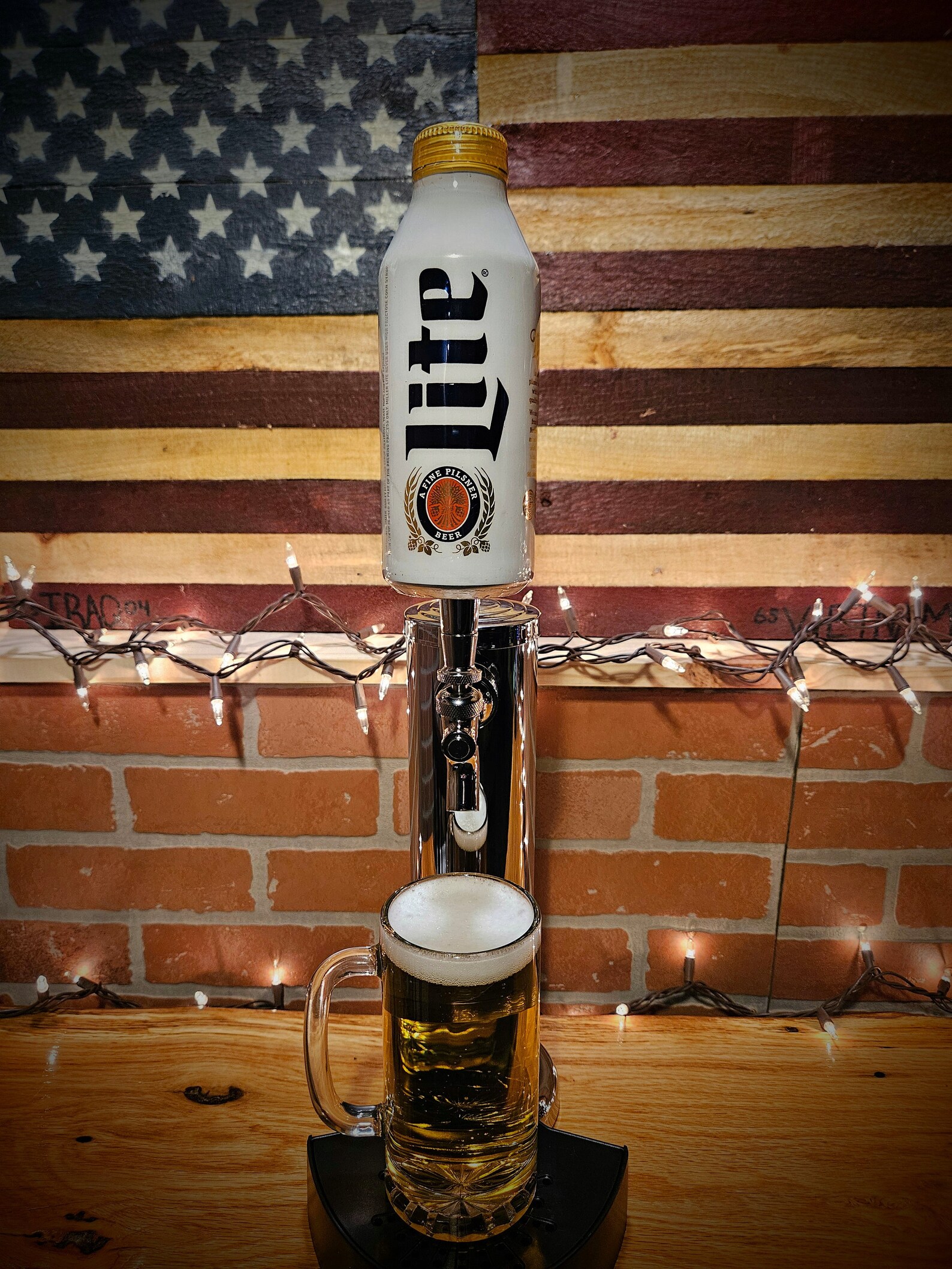Miller Lite Beer Tap Handle. Aluminum Bottle, Epoxy Coated Kegerator