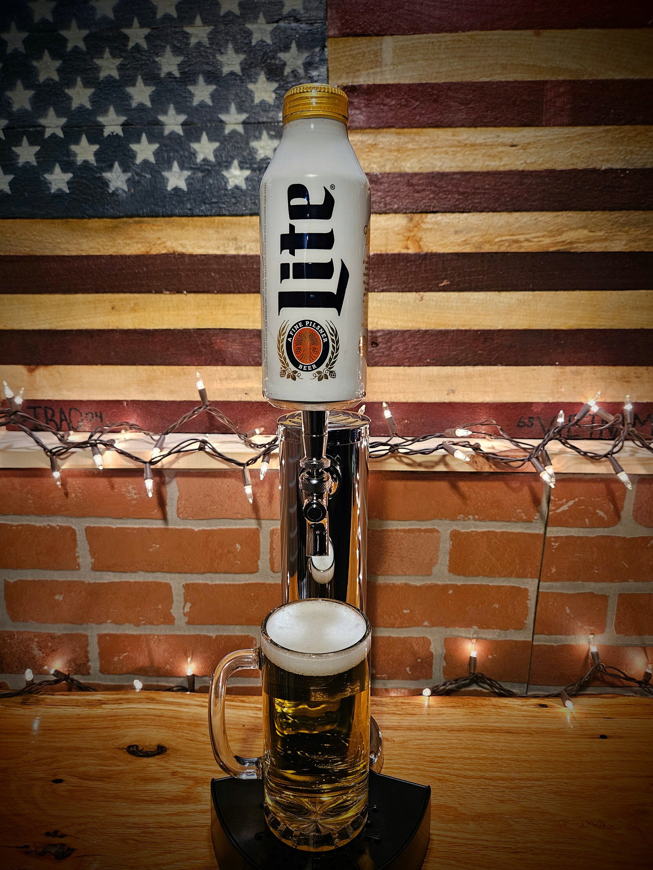 Miller Lite Beer Tap Handle. Aluminum Bottle, Epoxy Coated Kegerator