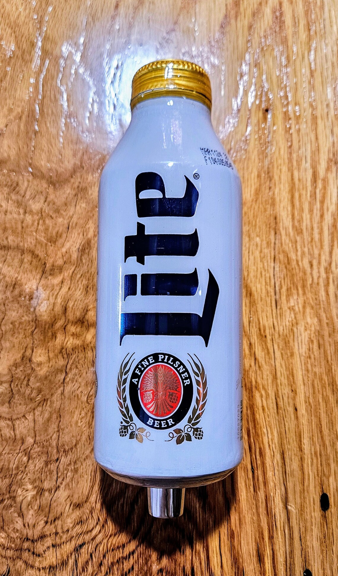Miller Lite Beer Tap Handle. Aluminum Bottle, Epoxy Coated Kegerator