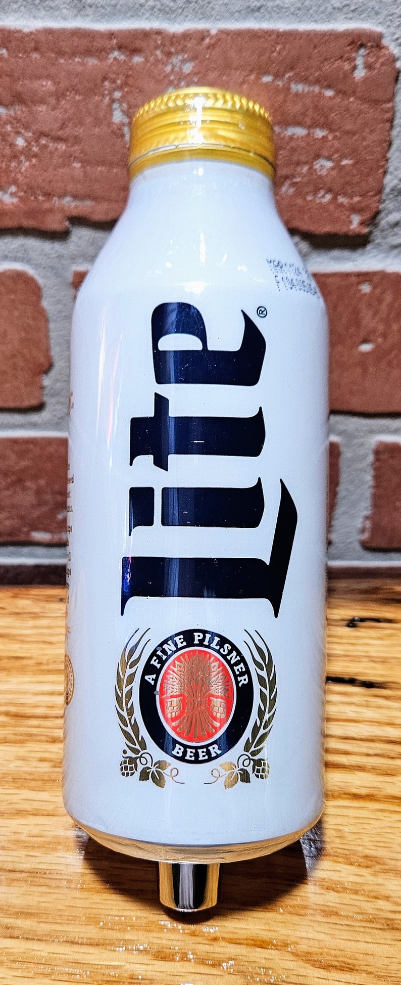 Miller Lite Beer Tap Handle. Aluminum Bottle, Epoxy Coated Kegerator