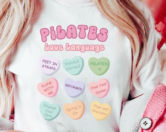 Camisa del día de San Valentín de Pilates, camiseta de Corazones de conversación, camiseta divertida del día de San Valentín, regalo de instructor de Pilates, traje de Pilates, camiseta amante de Pilates