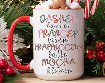 Taza de reno de Navidad para los amantes del café, Taza de Navidad para amigos, Ideas divertidas de regalos de Navidad, Regalo de relleno de medias para compañeros de trabajo de oficina