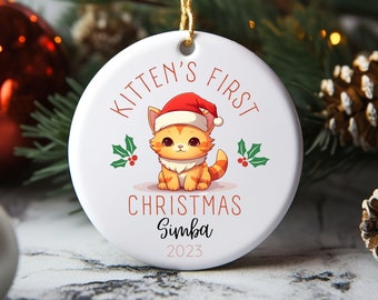 Adorno navideño personalizado de gato atigrado: Retrato de mascota para recordar.