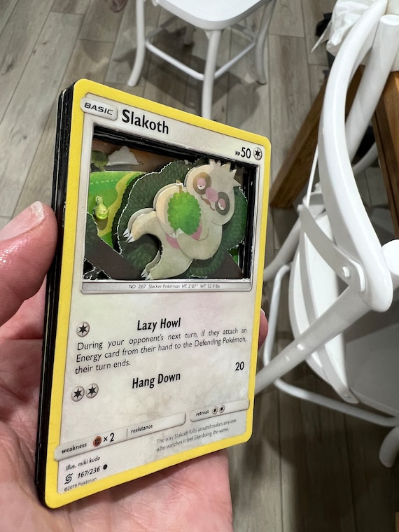Slakoth Pokmon Shadow Box Card - Etsy Slakoth Pokmon Shadow Box Card - Etsy
