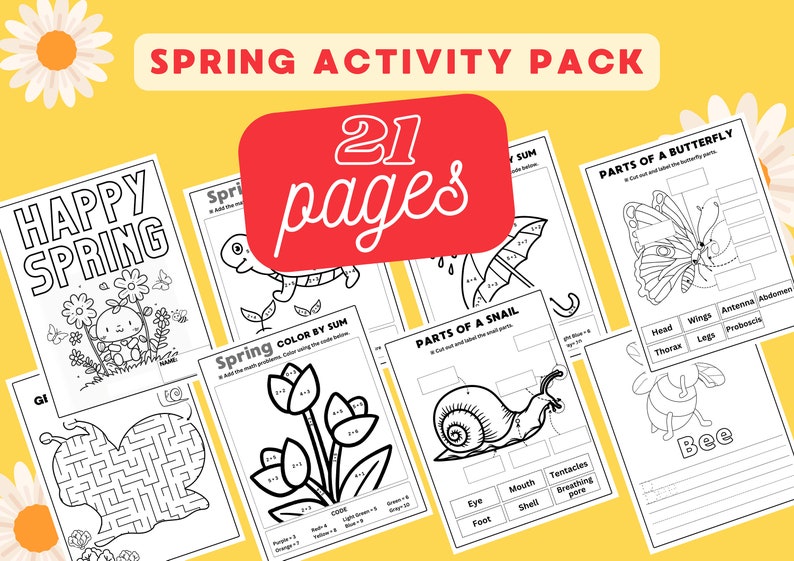 Spring Printable, Spring Activity Pack, Spring Coloring, Parts of a ...