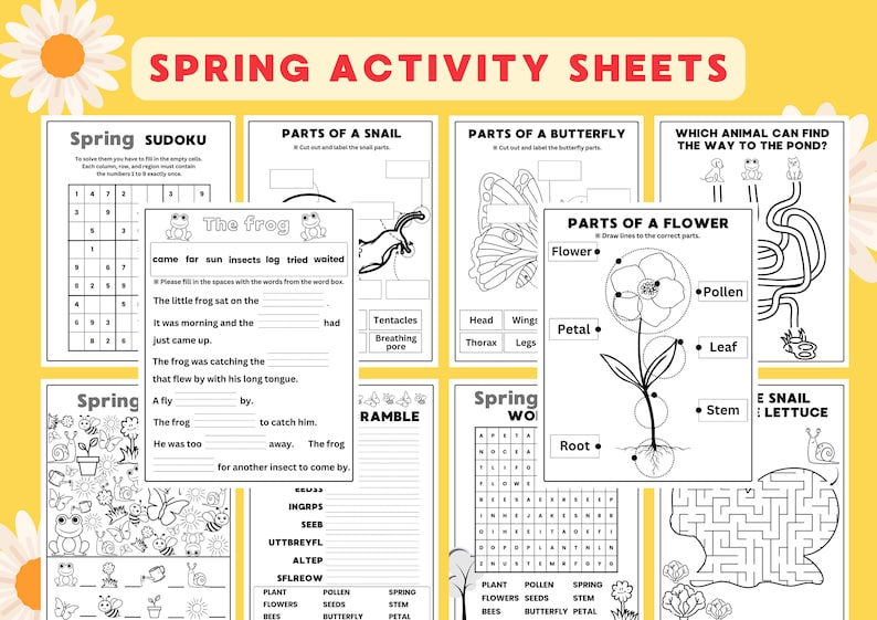 Spring Printable, Spring Activity Pack, Spring Coloring, Parts of a ...