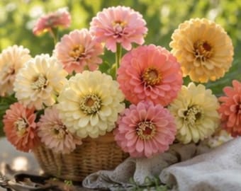 Zinnia Pastel Shades BIG Pack 100 Seeds+Return Customer Bonus+See Listing
