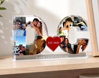 Personalized Couple Initial Acrylic Block, Custom Couple Photo Gift, Wedding Anniversary Gift for Couple, Custom Couple Name Sign Decor