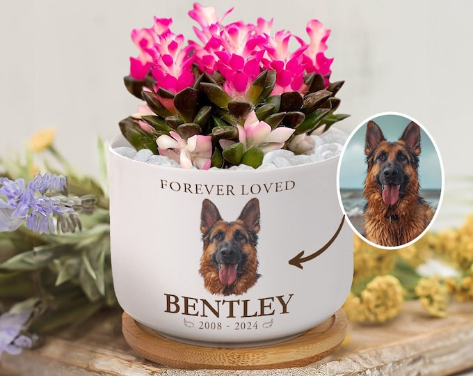 Personalized Pet Memorial Planter, Custom Pet Photo Plant Pot, Dog Memorial Gift, Loss of Dog Gift, Pet Sympathy Gift, Pet Memorial Gift