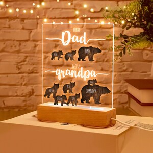 Personalized Papa Bear Night Light With Kids Names, Custom Father's Day Gift, New Grandpa Gift, Best Dad Gift, Gift For Grandpa