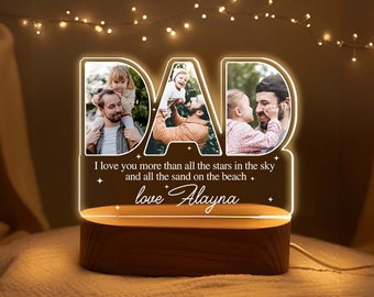 Personalized Dad Photo Collage Night Light, Custom Dad Photo Gift, Father's Day Gift, Gift For Dad, Gift For Husband, Best Dad Gift