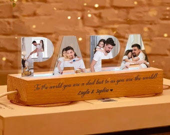 Personalized Dad Photo Collage Acrylic Night Light, Custom Dad Photo Gift, Father's Day Gift, Gift for Dad, Dad Gift From Kids