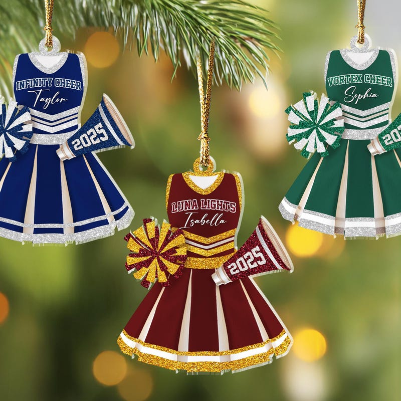 🎀Free Personalization🎀 Custom Cheerleading Christmas Ornament, Cheerleader Ornament, Sport Ornament, Cheer Team Gift, Cheerleading Team Gift, Christmas Decor