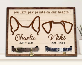 Personalized Pet Memorial Collar Frame, Custom Dog Ears Frame, Custom Dog Memorial Sign, Loss Of Dog Sympathy Gift, Pet Memorial Gift