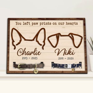 Personalized Pet Memorial Collar Frame, Custom Dog Ears Frame, Custom Dog Memorial Sign, Loss Of Dog Sympathy Gift, Pet Memorial Gift
