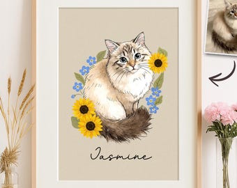 Custom Pet Portrait From Photo Poster, Custom Dog Portrait Poster, Pet Portrait Art, Pet Memorial Gift, Dog Mom Gift, Pet Lover Gift