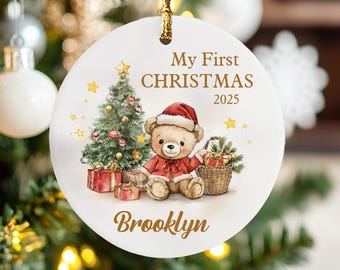 Custom Baby's First Christmas Ornament, Baby Girl Christmas Keepsake, New Baby Ornament, Kid Christmas Gift, Newborn Gifts, Christmas Decor