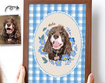 Custom Pet Portrait Poster, Custom Dog Portrait Using Photo, Pet Portrait Wall Art, Cat Portrait Gift, Pet Memorial Gift, Pet Lover Gift