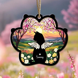 Custom Cat Loss Suncatcher, Custom Pet Memorial Gift, Pet Loss Sympathy Gift, Cat Lover Gift, Pet Remembrance Gift, Window Hanging