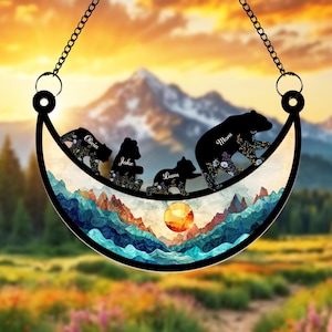 Custom Mama Bear Suncatcher, Custom Bear Family Suncatcher, Gift For Mom, Bear Gifts, Mothers Day Gift, Mom Birthday Gift, Window Hanging