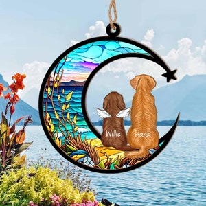 Personalized Dogs Memorial Suncatcher, Custom Pet Memorial Gift, Pet Loss Gift, Dog Loss Sympathy Gift, Dog Remembrance Gift