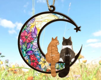 Personalized Cats Memorial Suncatcher, Loss of Cats Sympathy Gift, Cat Memorial Suncatcher, Cat Loss Gift, Cat Remembrance Gift