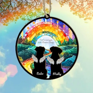 Custom Pets Memorial Suncatcher, Dog Rainbow Bridge Gift, Dog Loss Sympathy Gift, Pet Memorial Gift, Loss Of Pet Gift, Window Hangings