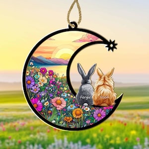 Custom Rabbit Memorial Suncatcher, Custom Bunny Lover Gift, Pet Memorial Gift, Loss of Pet Gift, Pet Remembrance Gift, Window Hangings