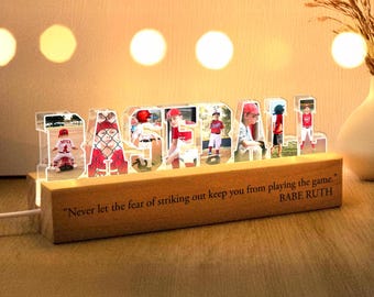 Custom Baseball Photo Collage Night Light, Custom Baseball Player Gift, Gift For Kids, Baseball Lover Gift, Sport Player Gift, Home Decor