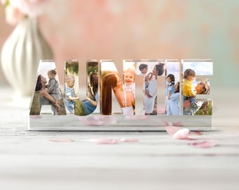 Collage de fotos personalizado para tía en bloque acrílico, regalo del Día de la Madre para tía, regalo de sobrina/sobrino para tía, regalo para tía, regalo de cumpleaños para tía