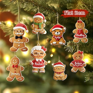 Personalized Gingerbread Christmas Ornament, Custom Family Ornament With Pets, Cookie Ornament, Family Christmas Gift, Family Ornament 2025