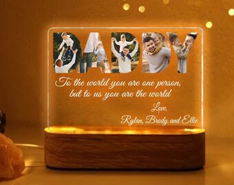 Personalized Dad Night Light, Custom Dad Photo Collage Gift, Father's Day Gift, Gift For Husband, Gift For Dad, Best Dad Gift