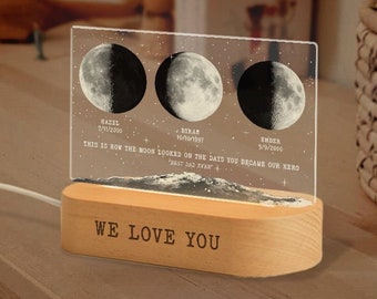 Personalized Moon Phase Dad Gift From Kids, Custom Dad Night Light, Father's Day Gift, Gift For Dad, Best Dad Gift, Gift For Husband