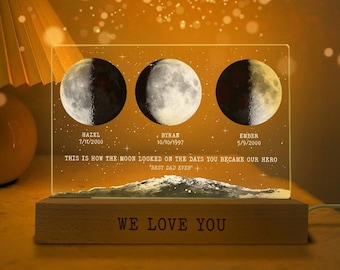 Personalized Moon Phase Father's Day Night Light, Custom Moon Phase, Custom Dad Gift From Kids, Gift For Dad, Gift For Husband