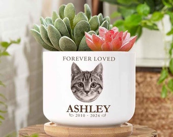 Personalized Cat Memorial Planter, Custom Pet Photo Plant Pot, Pet Memorial Gift, Loss of Cat Gift, Pet Sympathy Gift, Cat Lovers Gift